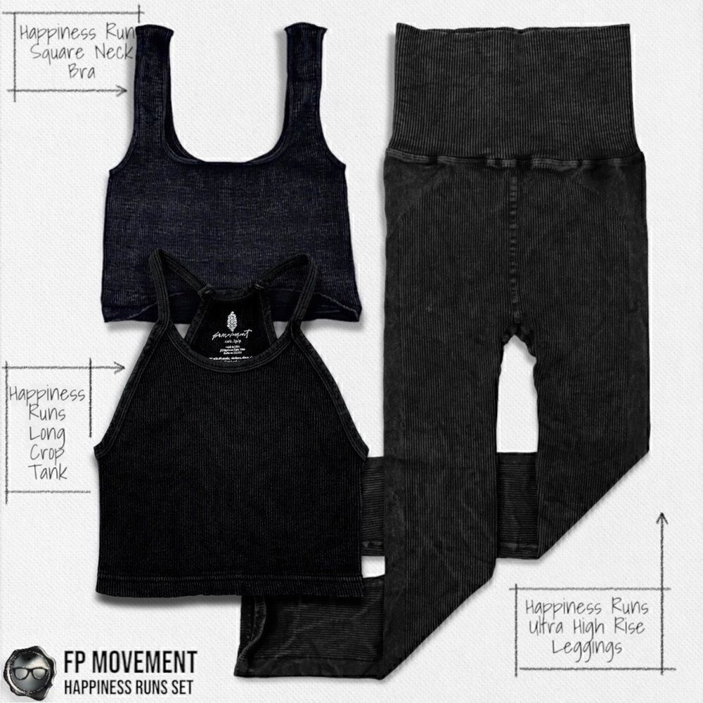 FP MOVEMENT HAPPINESS RUNS SQUARE NECK BRA + LONG TANK + HIGH RISE LEGGING BLACK - Picture 3 of 12